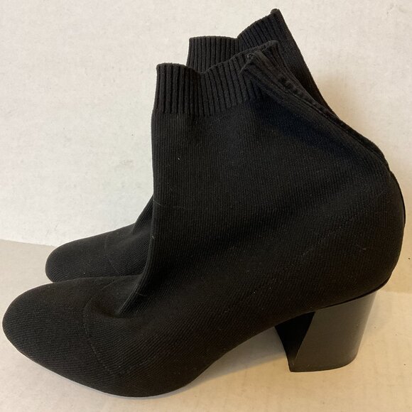 Lafayette 148 Booties 39 Black Knit Stretch Heels - Picture 7 of 10